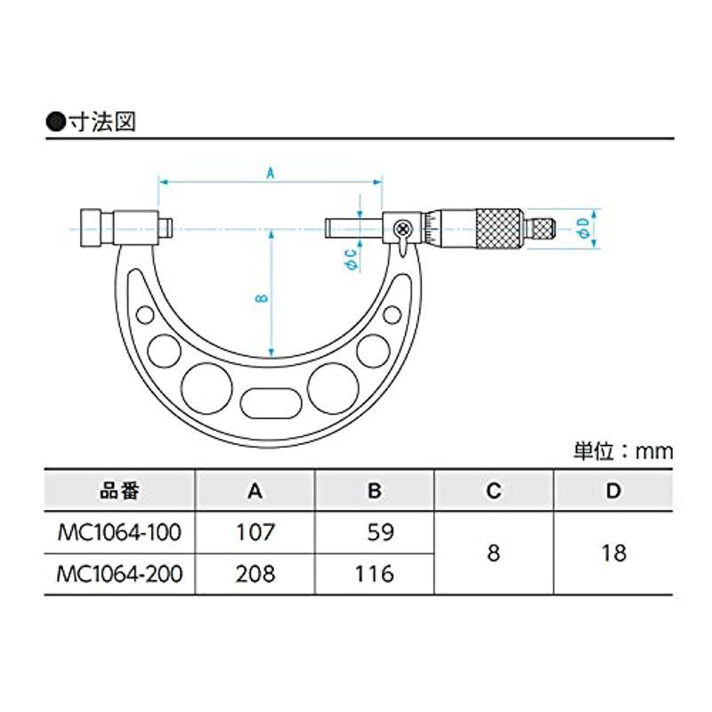 新潟精機　SK　外側マイクロメーター　0-100mm　MC1064-100　替アンビル式