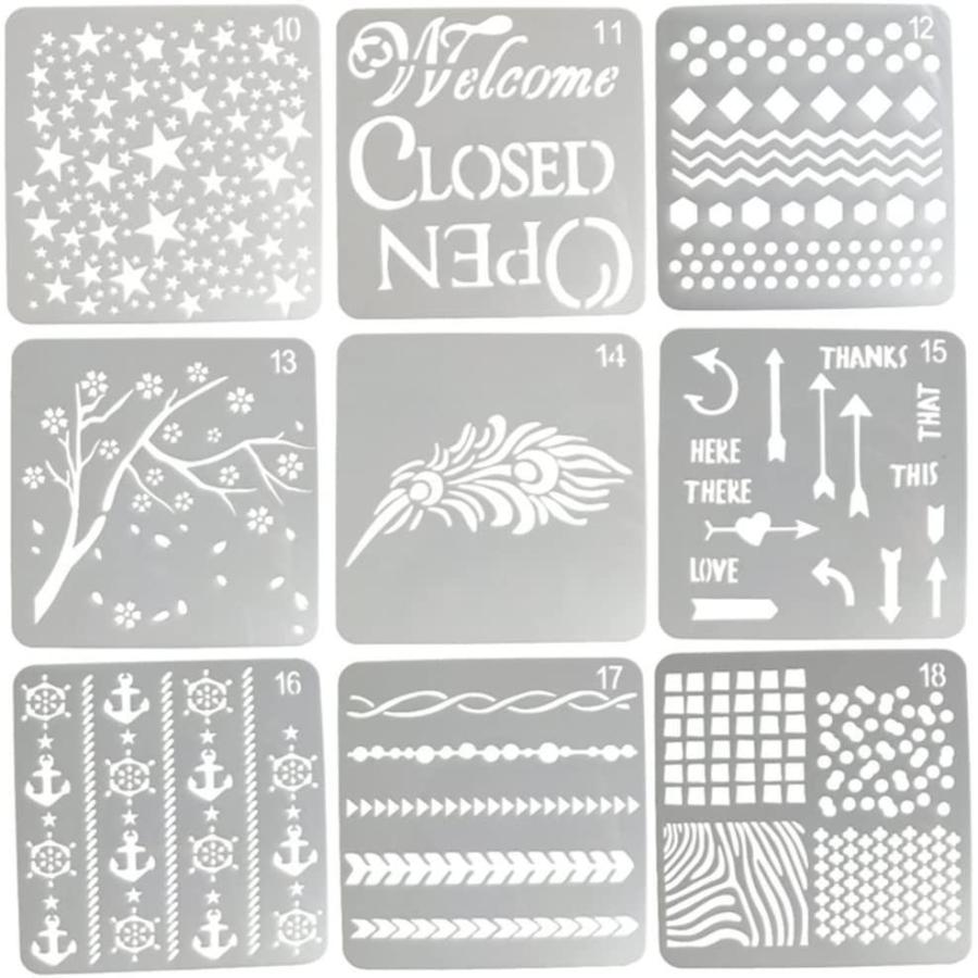 5周年記念イベントが Ynak ステンシルシート 絵画 テンプレート 大容量 54枚 セット メッセージカード グリーティングカード ジャーナルカード スクラップ Materialworldblog Com