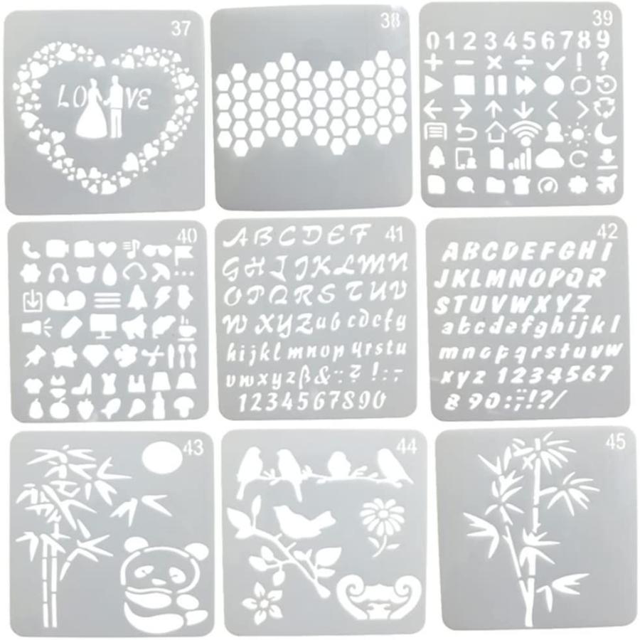 5周年記念イベントが Ynak ステンシルシート 絵画 テンプレート 大容量 54枚 セット メッセージカード グリーティングカード ジャーナルカード スクラップ Materialworldblog Com