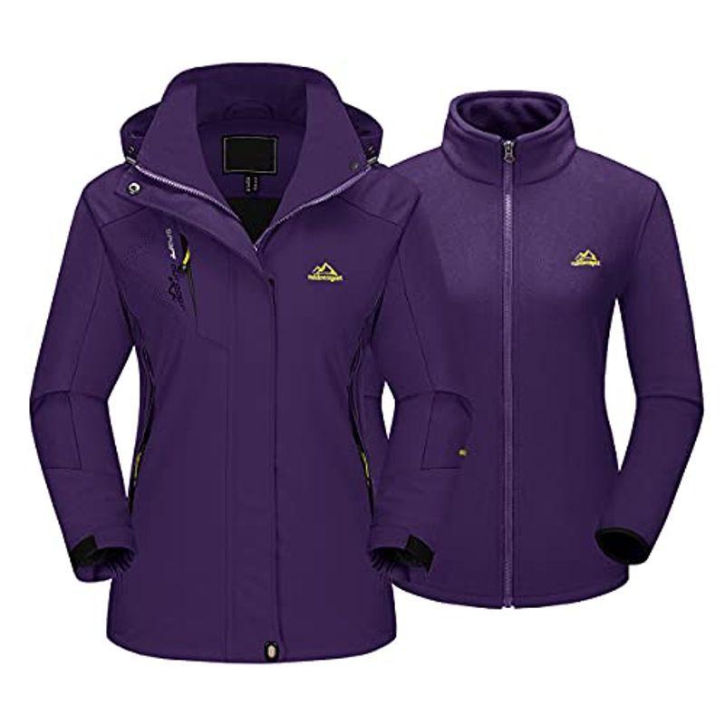 100 品質 大きいサイズ スキージャケット レディース 登山服 Tacvasen 多機能 ダークパープル 秋用 裏フリース バイク ブルゾン パーカー スキー