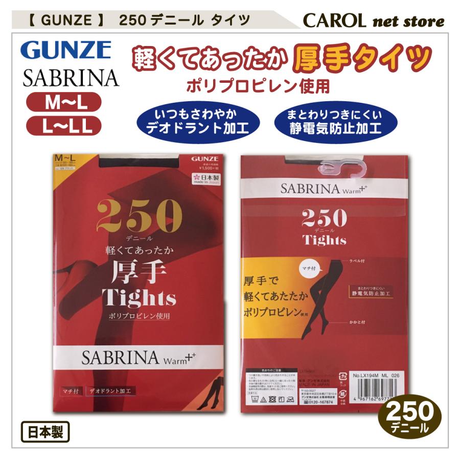 SABRINA（GUNZE） グンゼ 250デニール タイツ 黒 M L LL SABRINA 送料