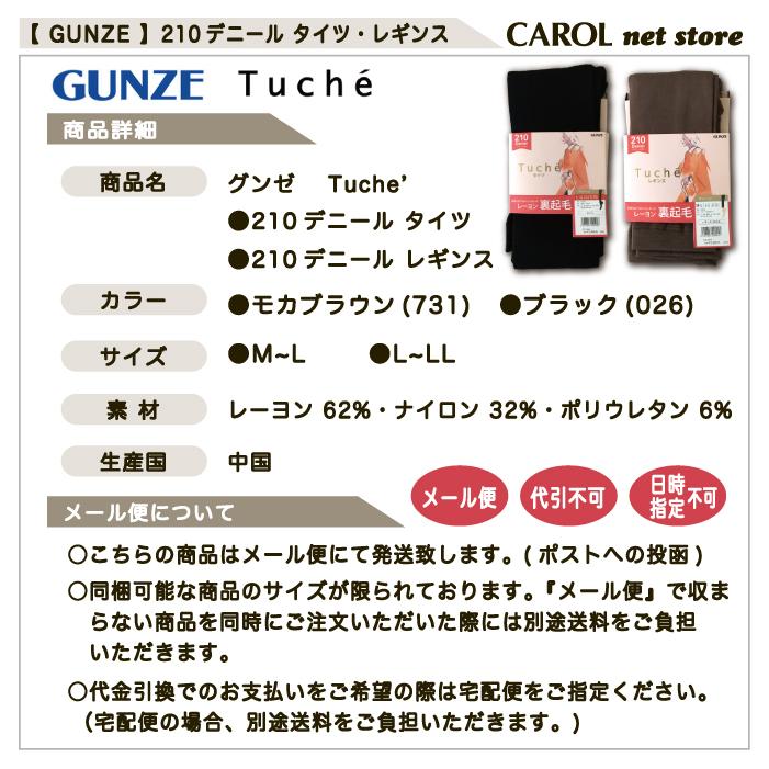 Tuche グンゼ 210デニール タイツ レギンス 黒 モカブラウン M L