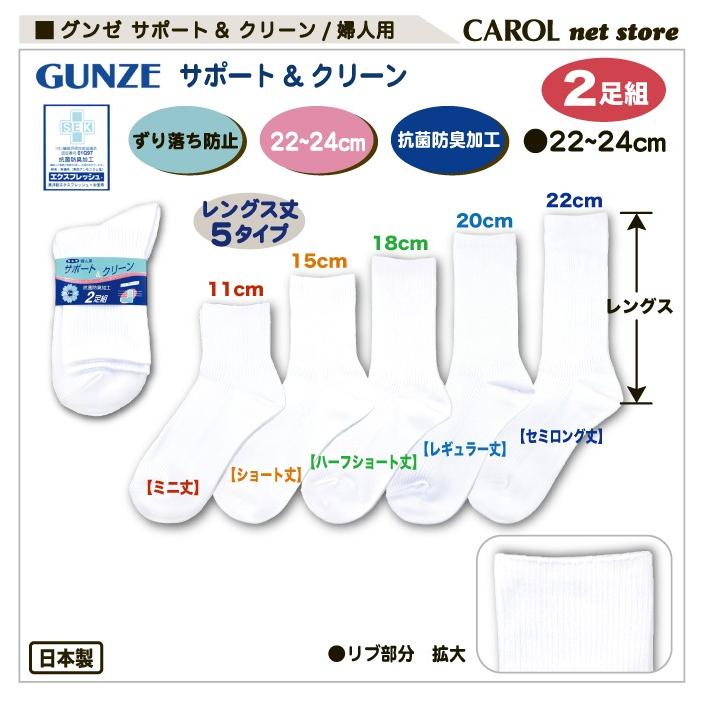 GUNZE グンゼ サポート&クリーン スクールソックス 22~24cm婦人