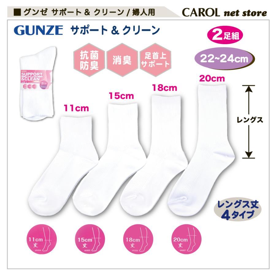 GUNZE（グンゼ） サポート&クリーン スクールソックス 22~24cm婦人用