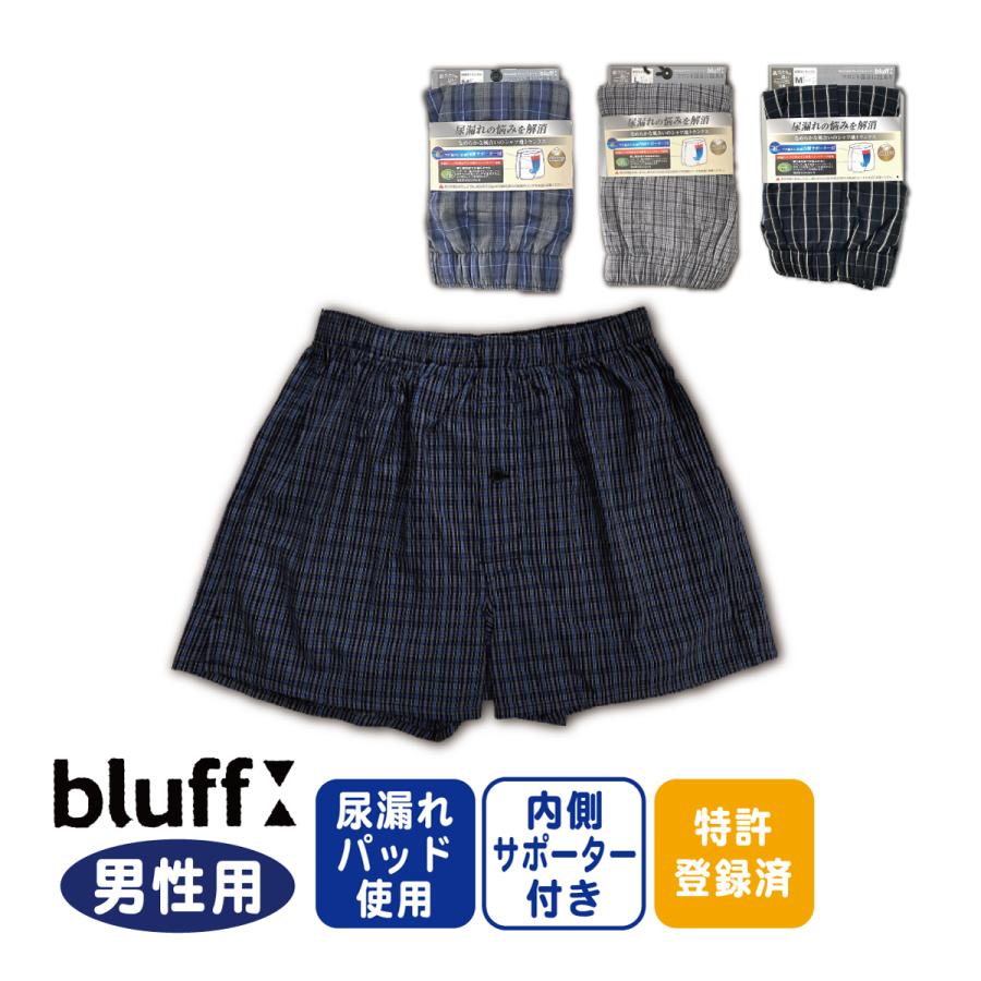 尿漏れパンツ 失禁パンツ 男性用 bluff M L LL 尿漏れパッドタイプ