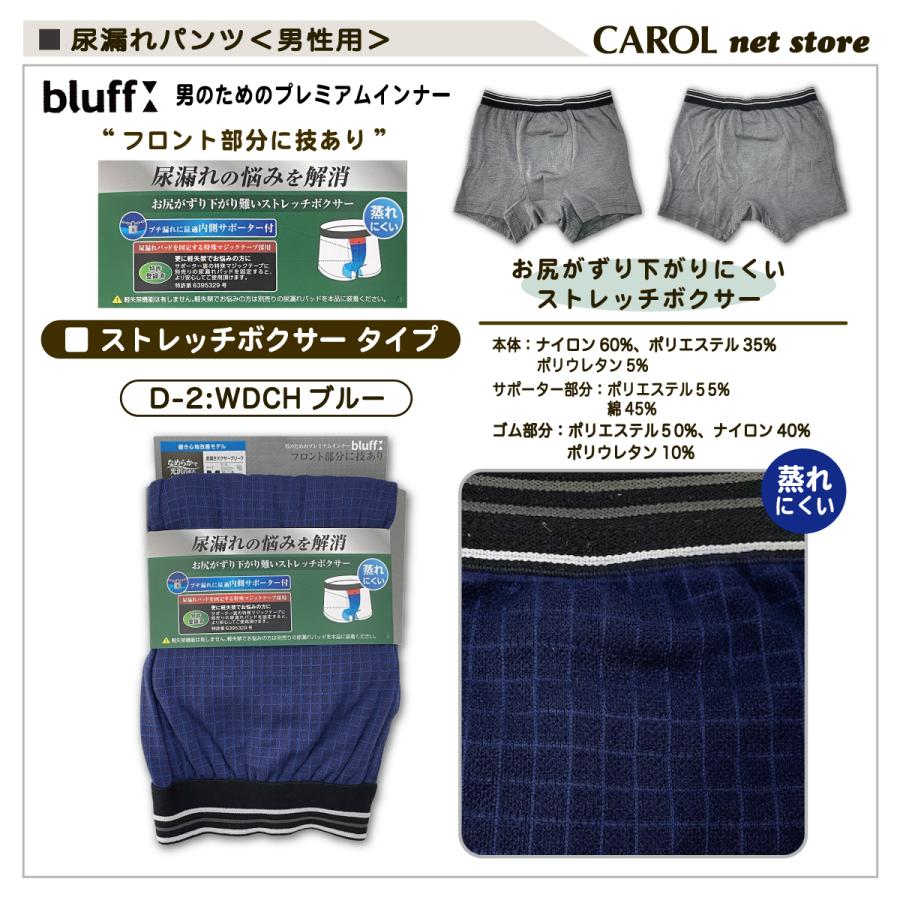 尿漏れパンツ 失禁パンツ 男性用 bluff M L LL 尿漏れパッドタイプ