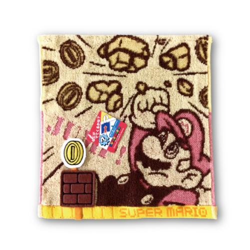 タオルハンカチ ループ付 スーパーマリオ ハンドタオル 25×25cm 丸眞
