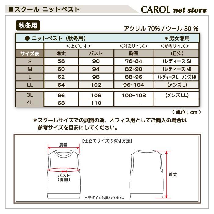ニットベスト 秋冬用 スクールベスト S M L LL 制服 日本製 オフ
