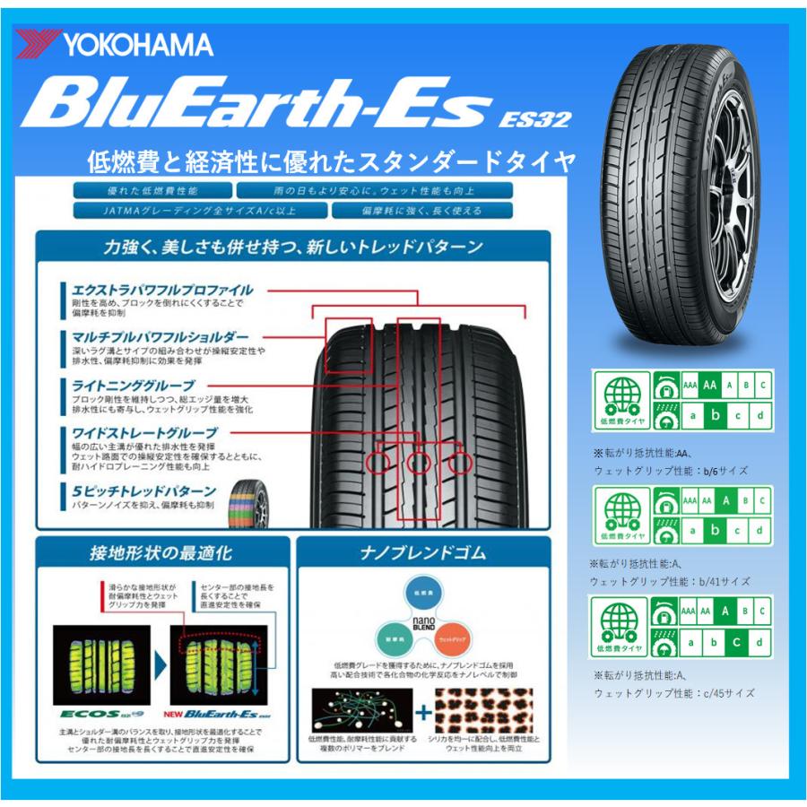 【全国対応★送料は工賃込】４本セット YOKOHAMA ヨコハマ BluEarth-ES ES32 205/60R16 92H サマータイヤ｜carpany｜02