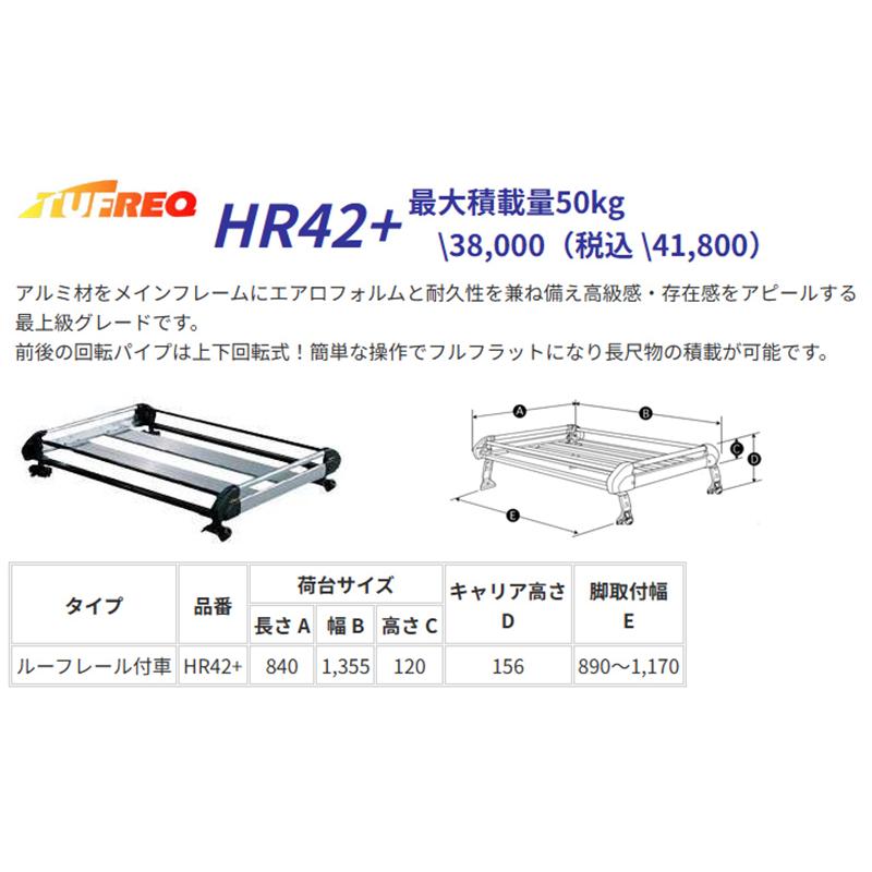 バネット バン SK82 SK22 SKP2MN ルーフキャリア ルーフラック TUFREQ HL42+ 4本足 標準ルーフタフレック 精興工業 送料無料 条件有の画像