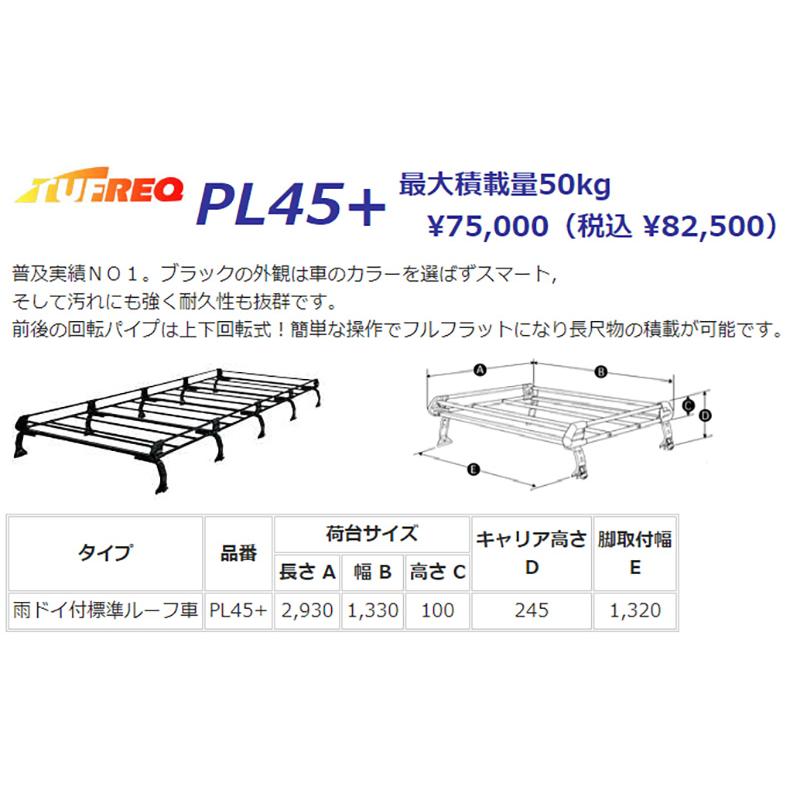精興工業 キャラバン E25 ルーフキャリア TUFREQ タフレック PL45+