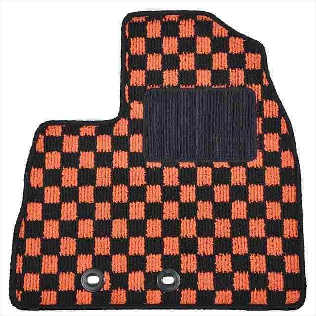フロアマット(1台分) ニッサン プレサージュ チェック柄オレンジ
