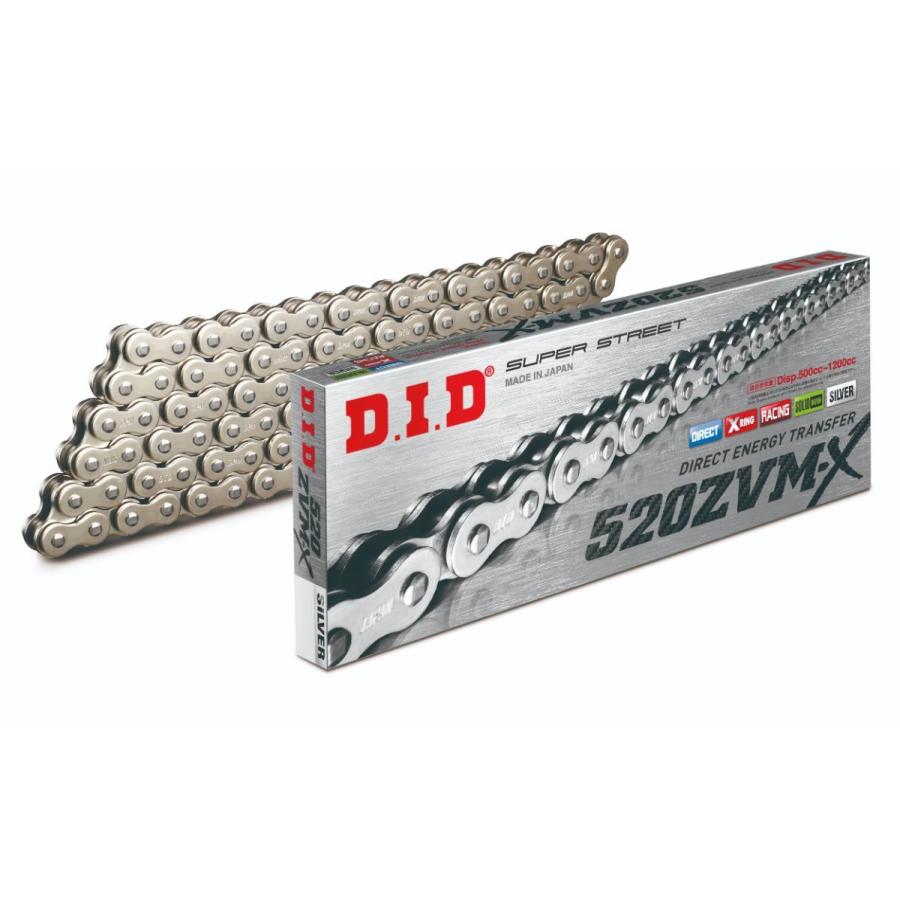 DID 520ZVM-X-96L ZJ(カシメ) SILVER 4525516335133 大同工業株式会社 D.I.D バイクチェーン