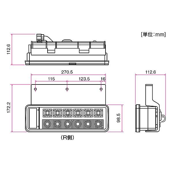 ハンドメイド KOITO 小糸製作所 小型 オールLEDリヤコンビネーションランプ 右側 24V Bタイプ バックブザー無 LEDRCL-24RK