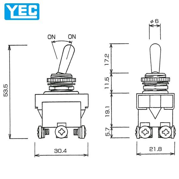 YEC 山口電機工業 トグルスイッチ ビス式 6P 2極双投 TS55 : CarParts
