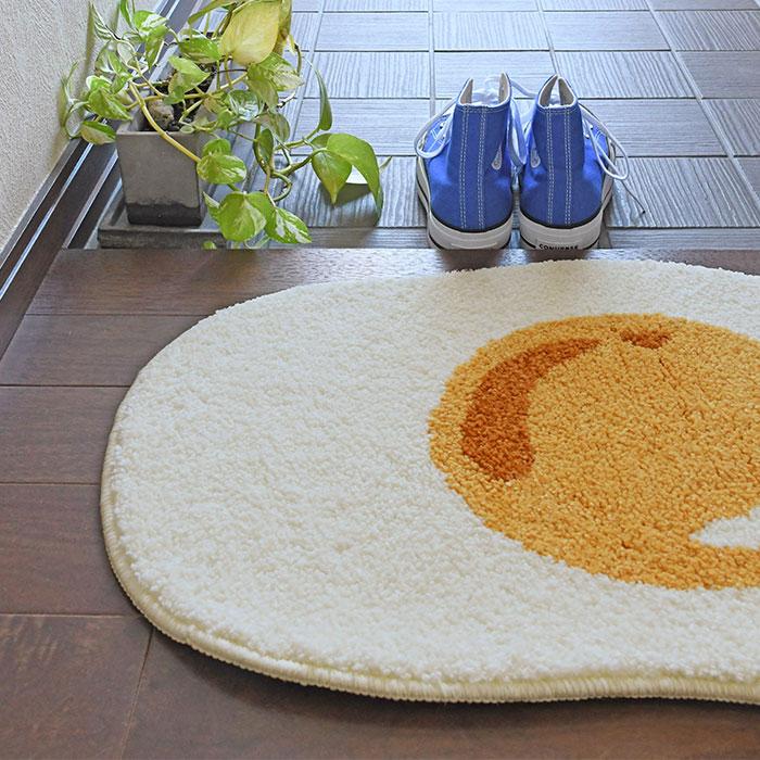 Gre-One（グレワン） 玄関マット 目玉焼き 40×60 cm 洗える 滑り止め