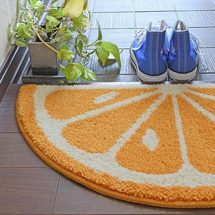 Gre-One（グレワン） 玄関マット オレンジ 35×70 cm 洗える 滑り止め