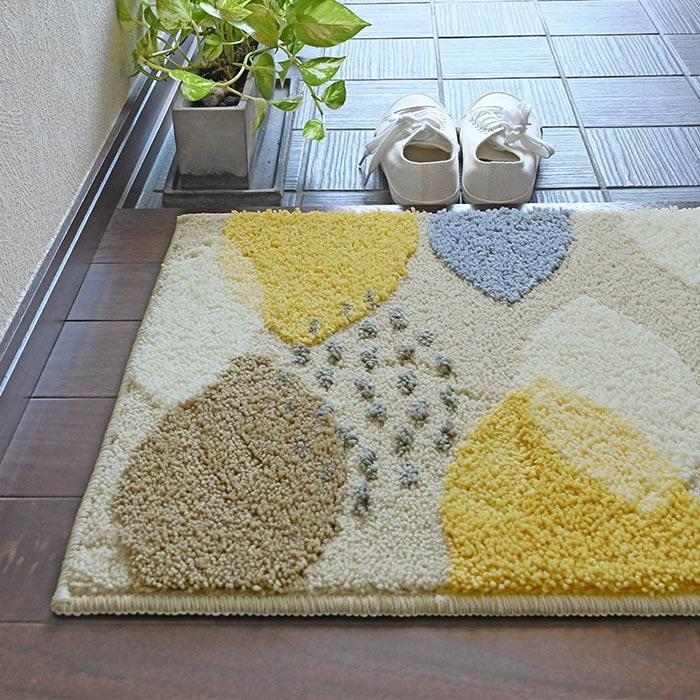 玄関マット 幾何 45×70 cm 洗える 滑り止め 北欧 レモンデザイン 送料