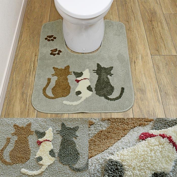 トイレマット スリーキャット 60×80 cm 洗える 滑り止め ふわふわ