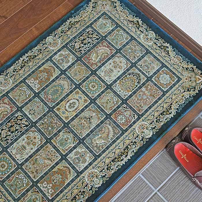 ペルシャ　パルヴィーズ　カシュクリ　玄関　90×60　ナチュラルブラウン　風景 ペルシャパルヴィーズカシュクリ玄関90×60ナチュラルブラウン風景