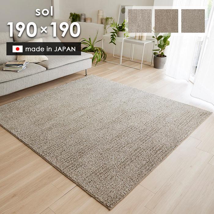スミノエ ラグ ソル 190×190 cm 洗える 日本製 スミノエ製 防ダニ 滑り 