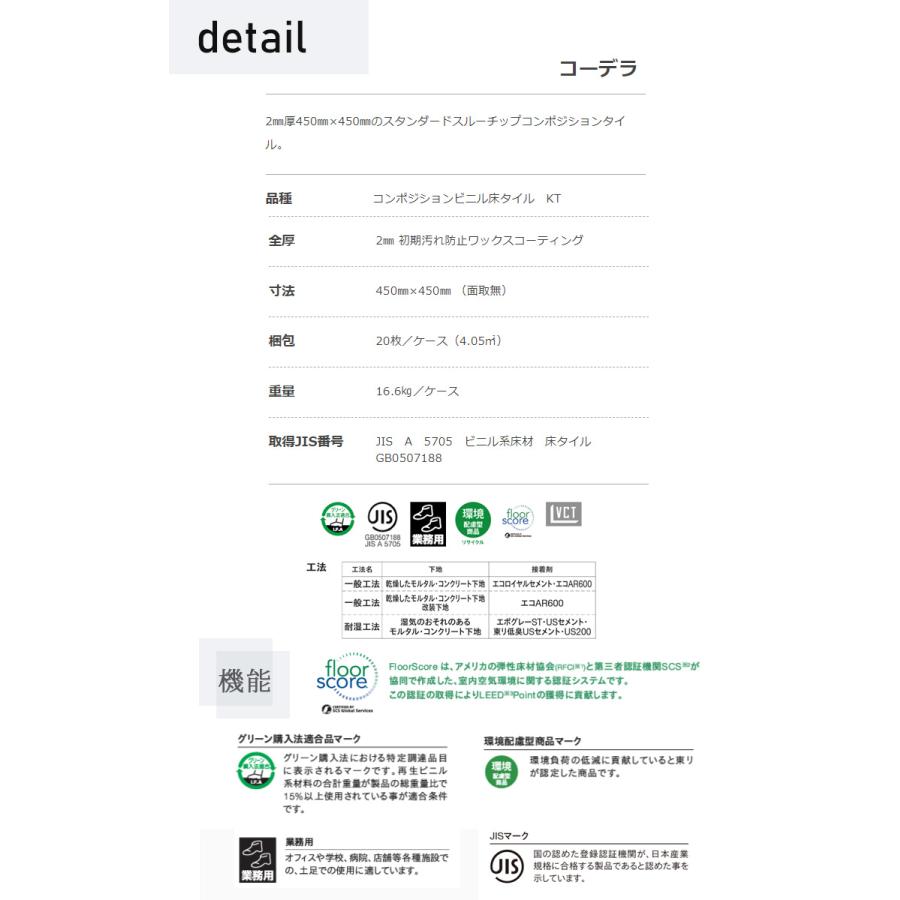 【東リ】 コーデラ　2mm厚　45mm×450mmスタンダードスルーチップコンポジションタイル。