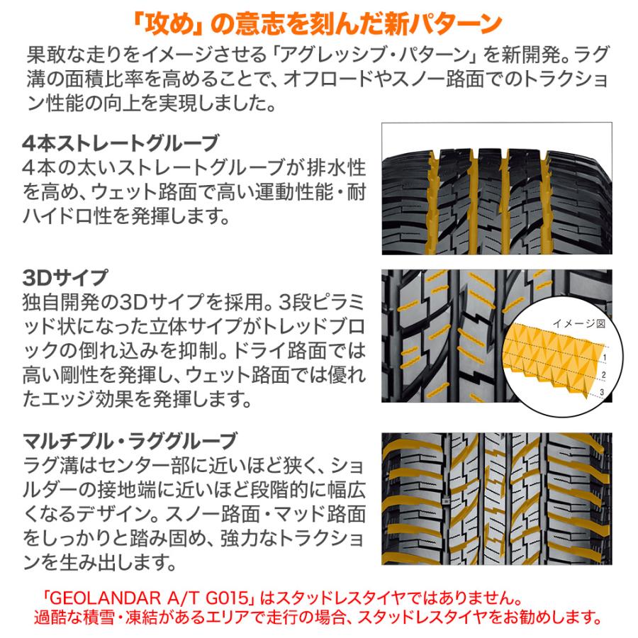 ヨコハマ GEOLANDAR ジオランダー A/T(G015) 235/75R15 104/101S LT アウトラインホワイトレター サマータイヤ・夏タイヤ単品 (1本〜)｜carport-maluzen｜03