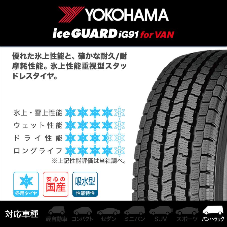 スタッドレスタイヤ ホイール4本セット インターミラノ マッドバーン XR-600S ヨコハマ アイスガード IG91V 195/80R15|carport-maluzen|02