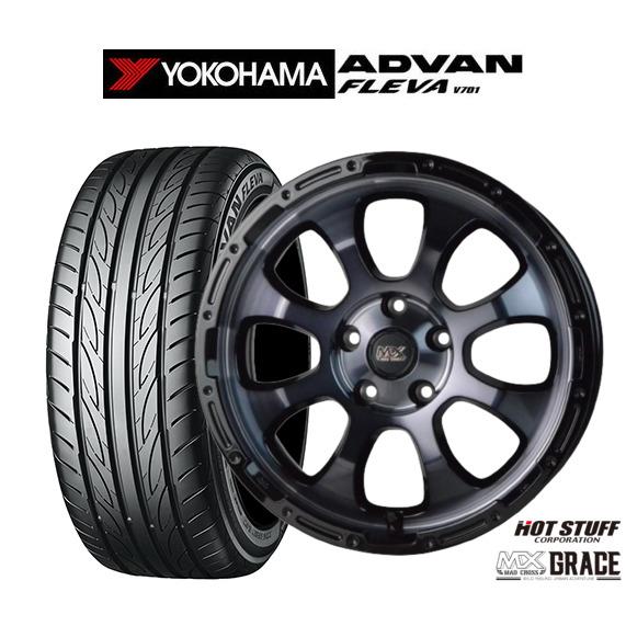 サマータイヤ ホイール4本セット ホットスタッフ マッドクロス グレイス ヨコハマ ADVAN アドバン フレバ V701 195/55R16