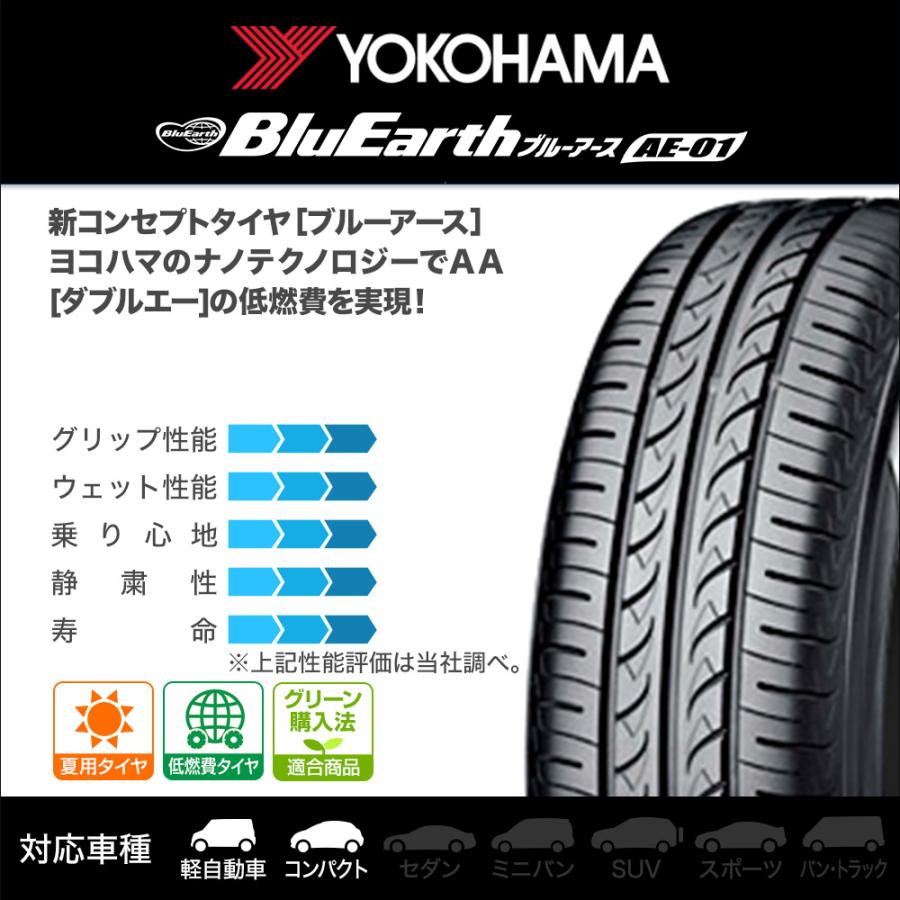 サマータイヤ ホイール4本セット モンツァ JP STYLE MJ-V ヨコハマ BluEarth ブルーアース (AE-01) 145/80R13｜carport-maluzen｜02