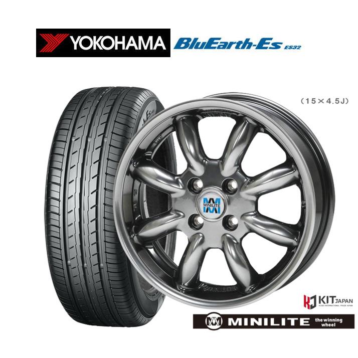 165/55r15 ES32 4本セット サマータイヤ ホイール4本セット ミニライト ヨコハマ BluEarth-ES