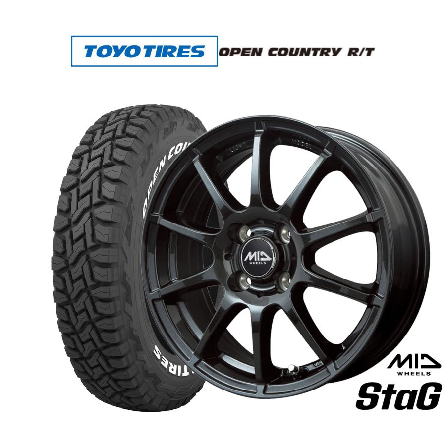 マッキー オープンカントリー　ホイールタイヤセット 165/60R15 オフロードタイヤ ホイール4本セット MID ホイールズ スタッグ