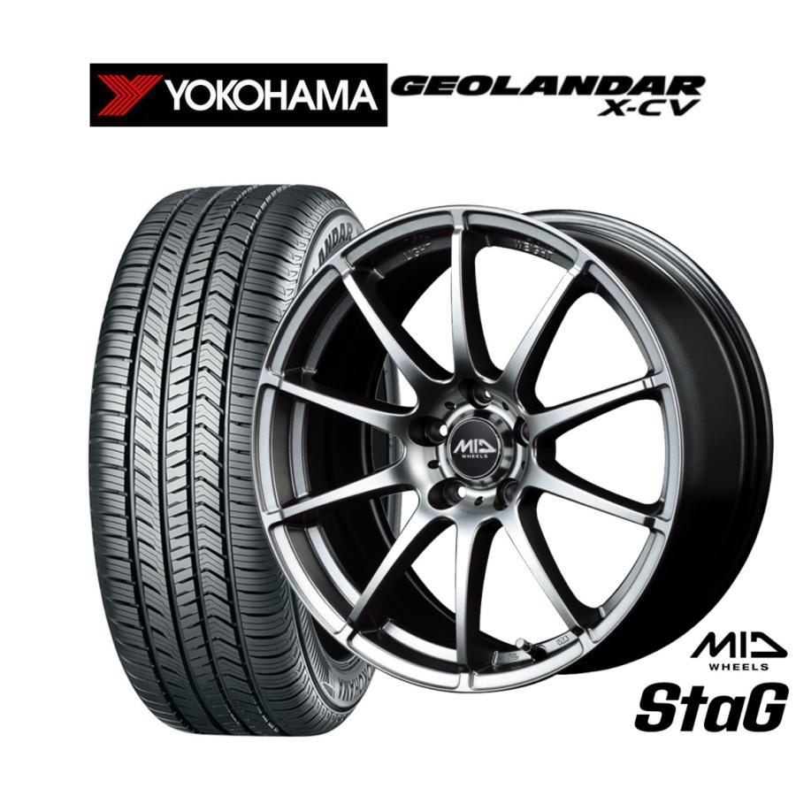 ダンロップ　Yokohamaタイヤ付き18インチホイールセット サマータイヤ ホイール4本セット MID ホイールズ スタッグ ヨコハマ