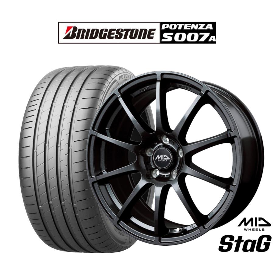 サマータイヤ ホイール4本セット MID ホイールズ スタッグ ブリヂストン POTENZA ポテンザ S007A 215/45R17