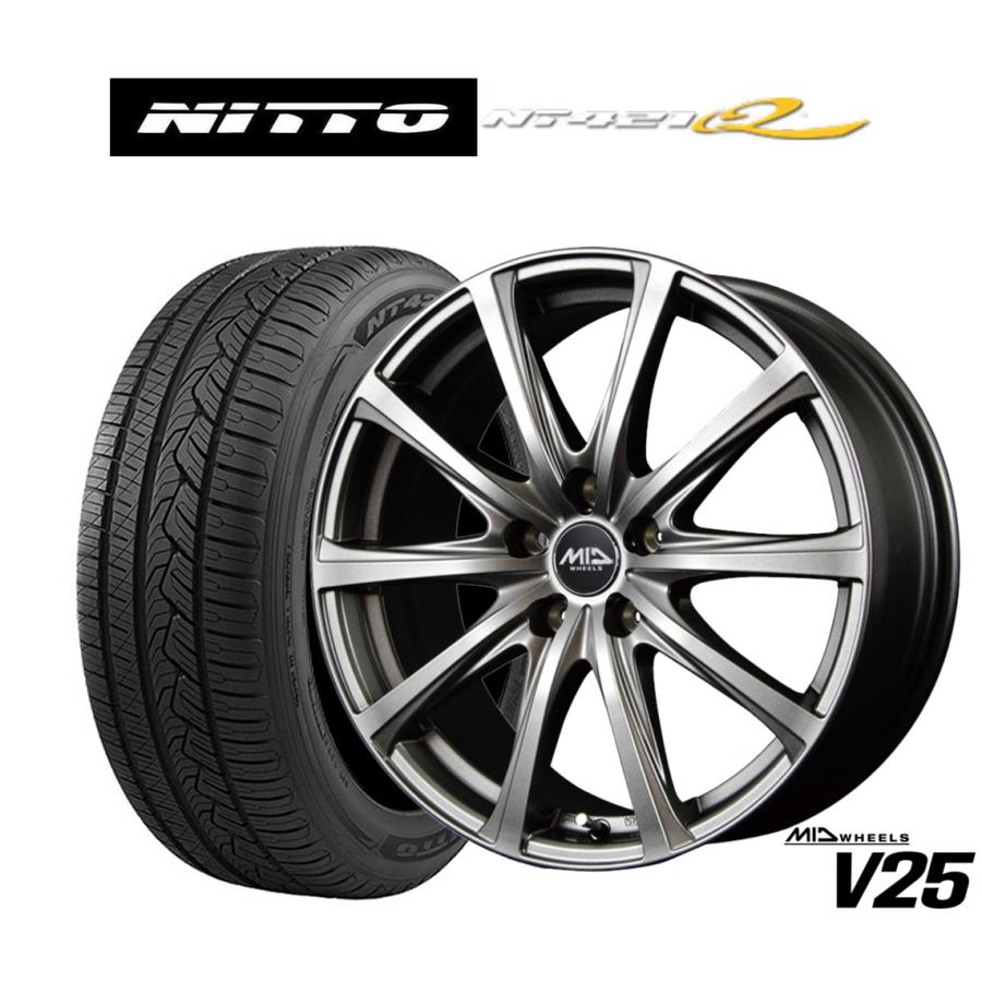 サマータイヤ ホイール4本セット MID ホイールズ V25 NITTO NT421Q 255 
