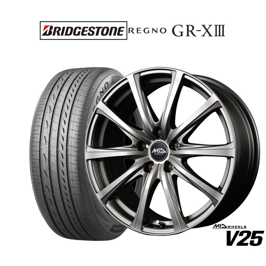 【美品】MID RMP 025F 245/45/18レグノタイヤ付き4本セット サマータイヤ ホイール4本セット MID ホイールズ V25 ブリヂストン