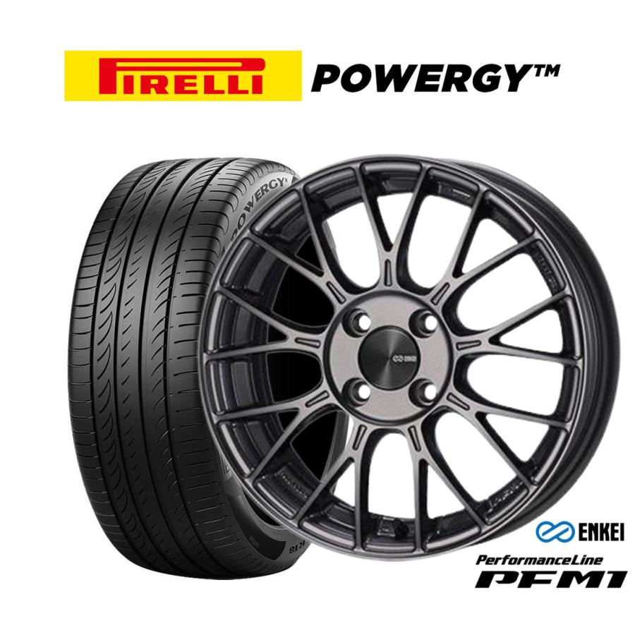 【K193】店頭ラック◆PIRELLI POWERGY TM◆195/55R15 ◆4本 25124244 ENKEI（エンケイ） サマータイヤ ホイール4本セット PFM1 ピレリ