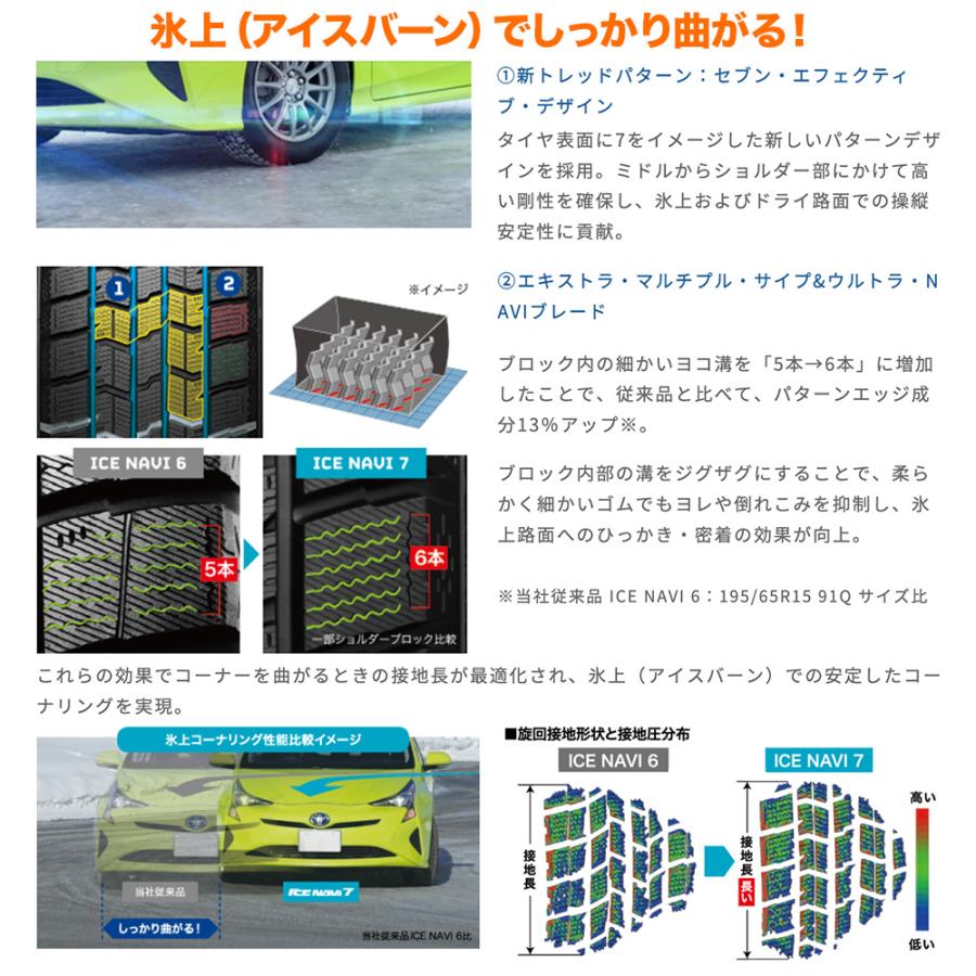 スタッドレスタイヤ ホイール4本セット BADX エスホールド S-7S グッドイヤー ICE NAVI アイスナビ 7 日本製 (2025年製)  205/55R16の画像