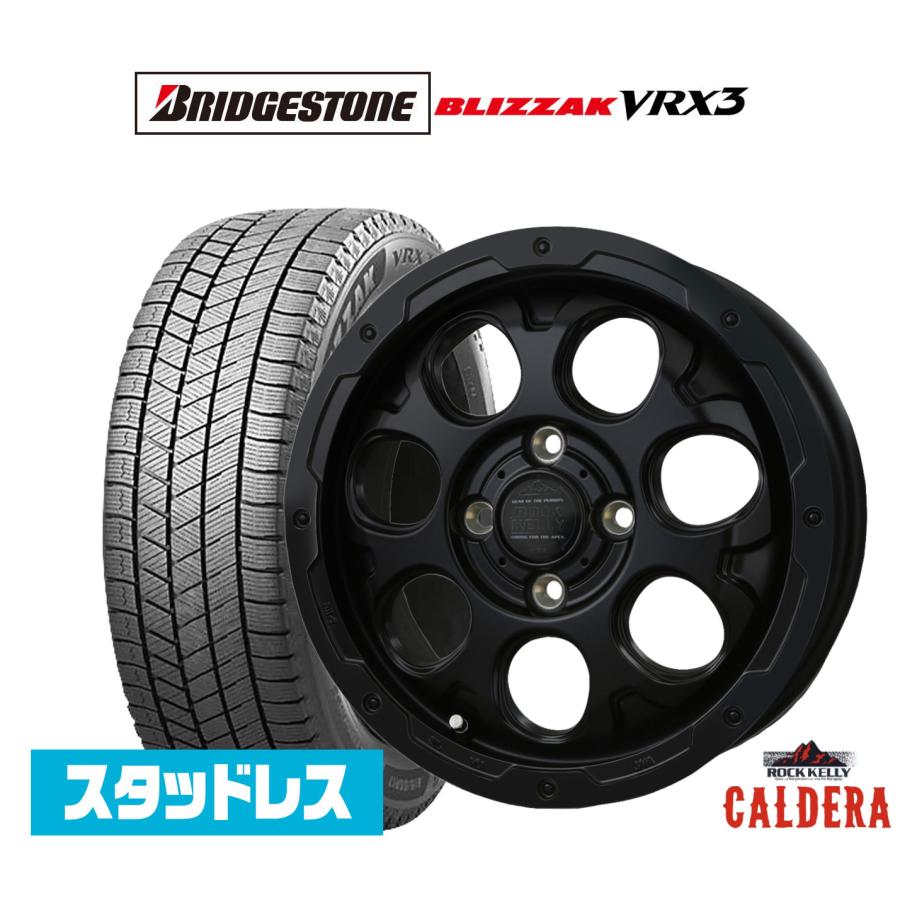 ブリヂストン BLIZZAK ブリザック VRX3 155/65R14 スタッドレスタイヤ ホイール4本セット BADX ロックケリー ROCK KELLY カルデラ Black Edition(4-100)