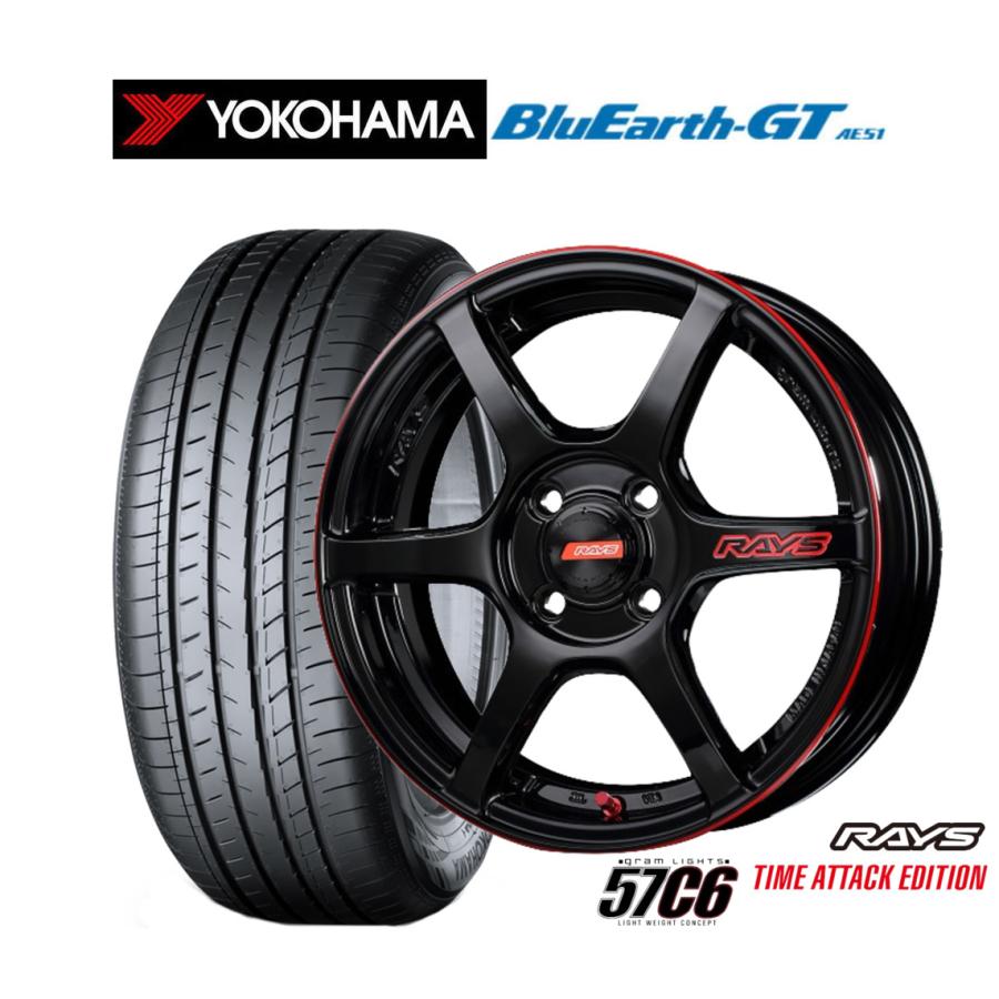 サマータイヤ ホイール4本セット レイズ グラムライツ 57 C6 TIME ATTACK EDITION ヨコハマ BluEarth ブルーアース GT (AE51) 165/55R15