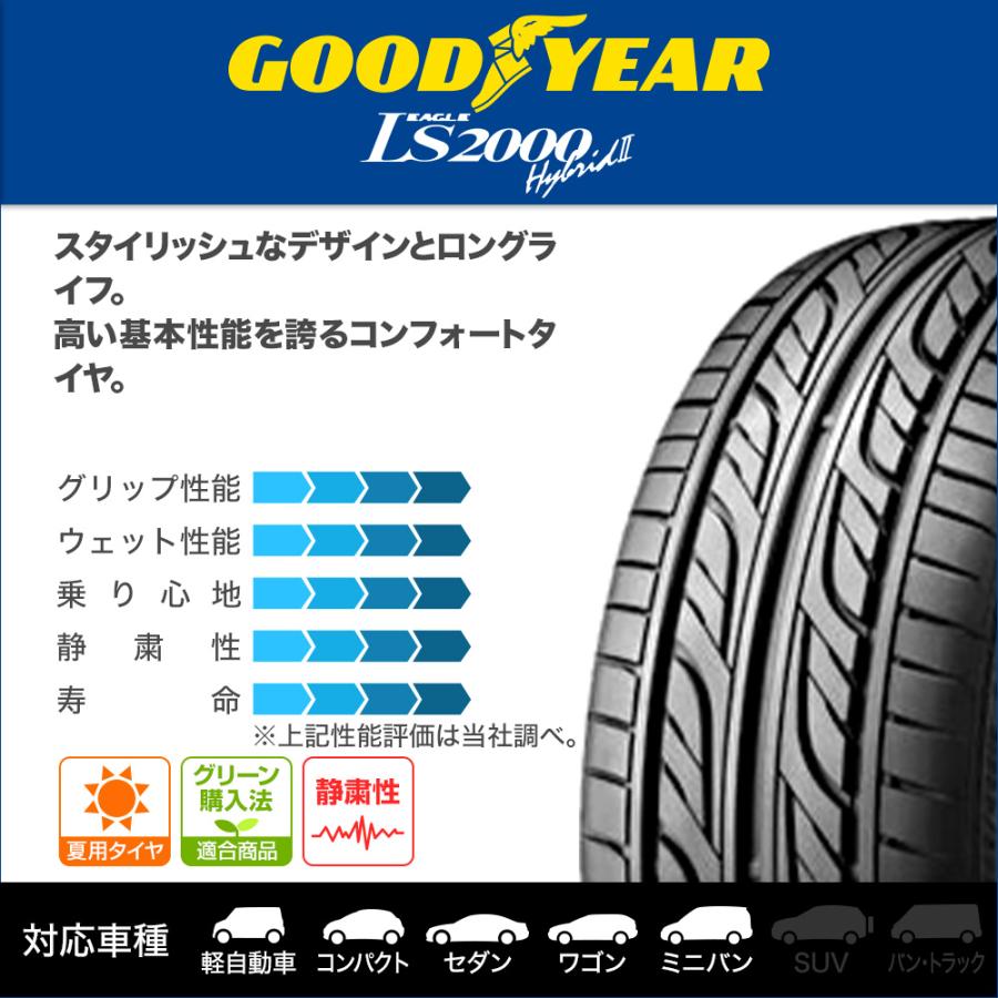 サマータイヤ ホイール4本セット BADX エスホールド S-7S グッドイヤー イーグル LS2000 ハイブリッド2(HB2) 165/55R15｜carport-maluzen｜02