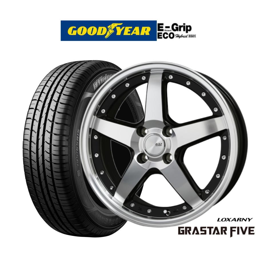 サマータイヤ ホイール4本セット BADX ロクサーニ グラスターファイブ グッドイヤー エフィシエント グリップ エコ EG01 195/55R16