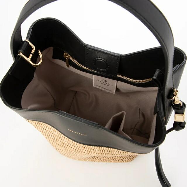 【LORISTELLA】MADE IN ITALY ラフィアショルダー付きバッグ ロリステッラ loristella 巾着バッグ レザー ラフィア 2WAY LORISTELLA