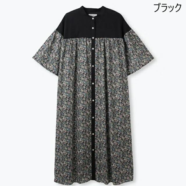 sosotto リバティ　タナローン　切替ワンピース　美品 sosotto（ソソット） リバティLIBERTYタナローン×無地ギャザー切替