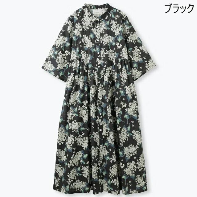sosotto ソソット リバティ LIBERTYタナローンチビ衿ヨーク切替ギャザーOP6分袖 コットン100％ 春夏 26SSの画像