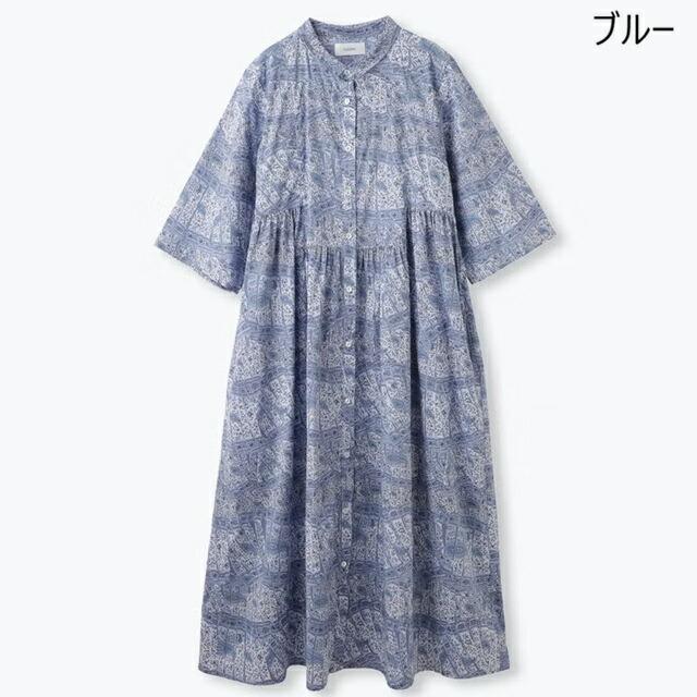 sosotto ソソット リバティ LIBERTYタナローンチビ衿ヨーク切替ギャザーOP6分袖 コットン100％ 春夏 26SSの画像