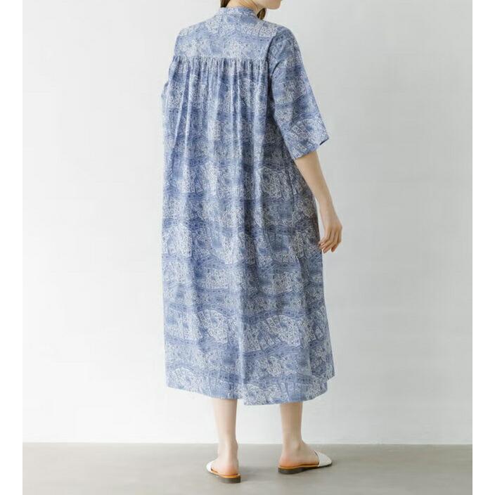 sosotto ソソット リバティ LIBERTYタナローンチビ衿ヨーク切替ギャザーOP6分袖 コットン100％ 春夏 26SSの画像