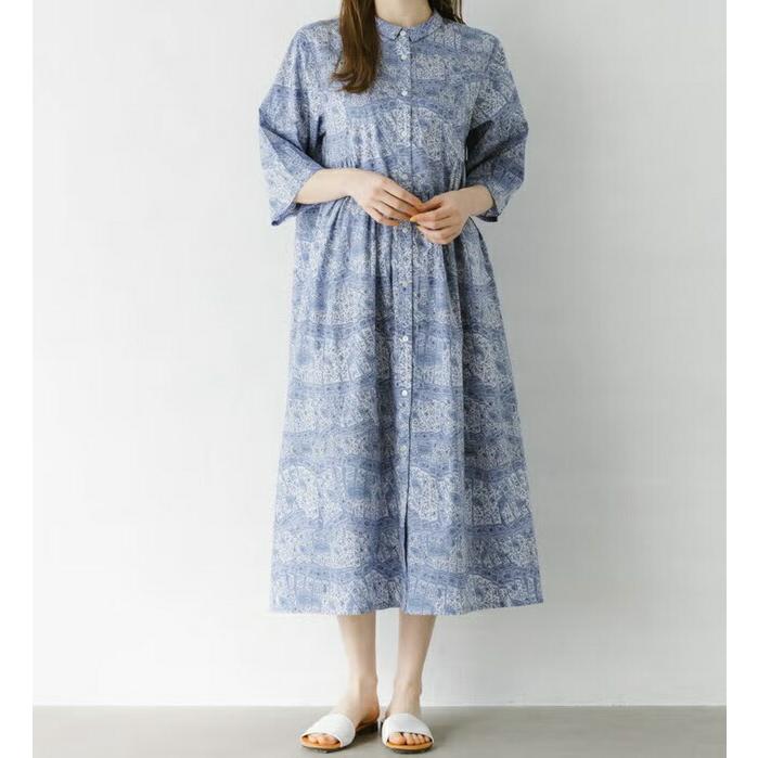 sosotto ソソット リバティ LIBERTYタナローンチビ衿ヨーク切替ギャザーOP6分袖 コットン100％ 春夏 26SSの画像