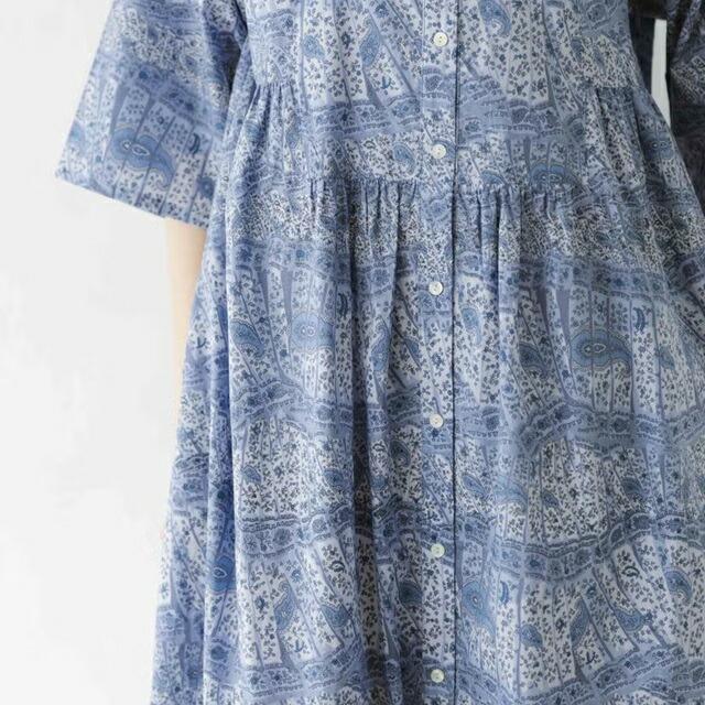 sosotto ソソット リバティ LIBERTYタナローンチビ衿ヨーク切替ギャザーOP6分袖 コットン100％ 春夏 26SSの画像