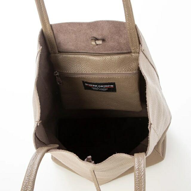 Andrea cardone アンドレア カルドネ レザートートバッグ レディース 本革 A4 大人 メタリック バッグ 小物 革 メタリック シルバー ホワイト ブラックの画像